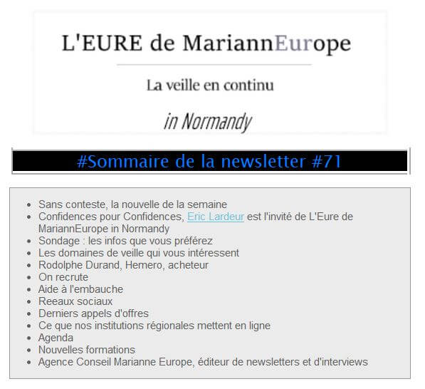 Sommaire de L’Eure de MariannEurope #71